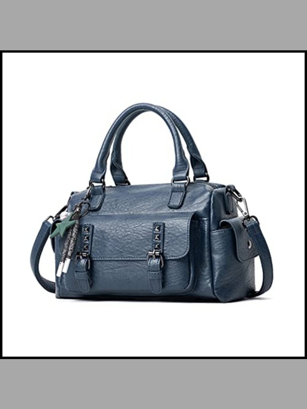 Vintage Multi Pocket Crossbody Bag PU Leather Small Satchel Handbag